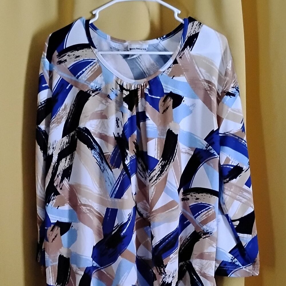 Bon Worth XL Multi Color Abstract Graphic Top